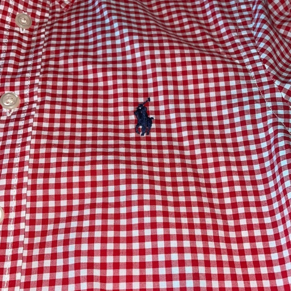 Ralph Lauren boys oxford shirt red/white gingham sizes small, medium & large